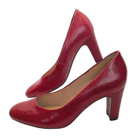 Nurture Maren Red Leather Lizard Heels (8M) - Picture 2 of 11